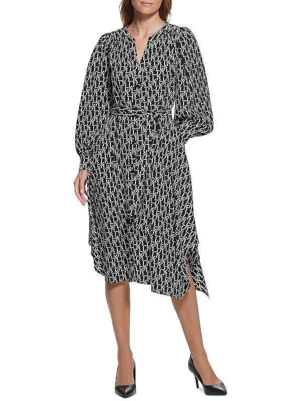 Womens Hi-Low Midi Shirtdress