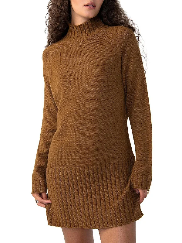 Womens Mini Mock Neck Sweaterdress