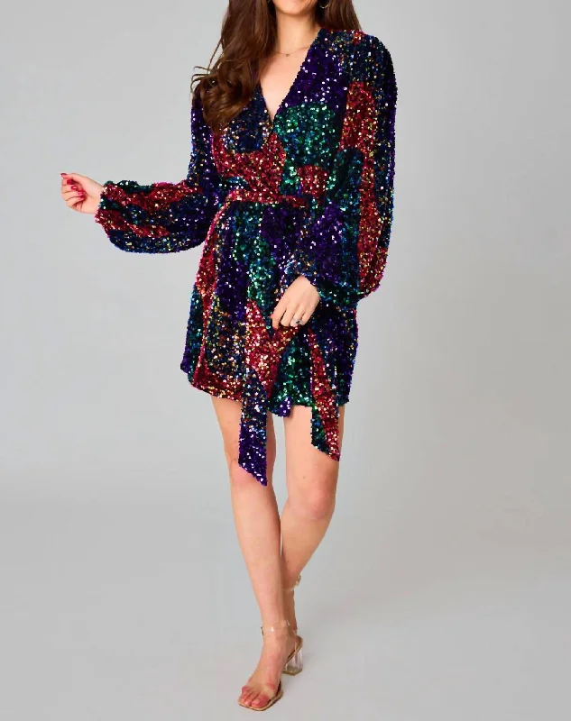 Adeline Sequin Wrap Dress In Party