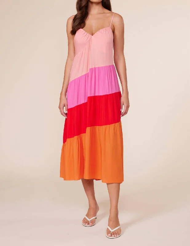 Positano Color Block Dress In Multi