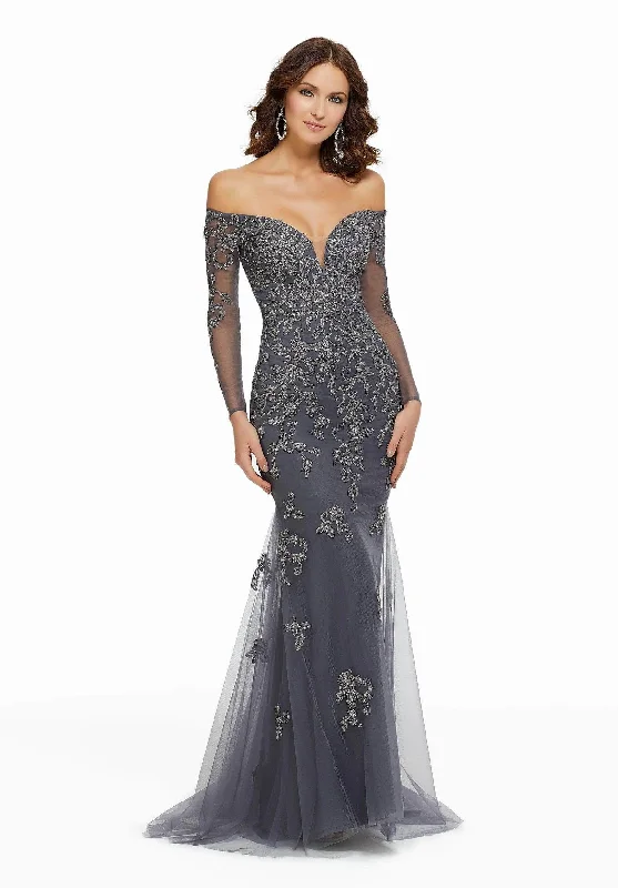 Big Savings On Must-Have Items MGNY By Mori Lee 72015 - Metallic Lace Trumpet Dress Big Savings On Must-Have Items MGNY By Mori Lee 72015 - Metallic Lace Trumpet Dress