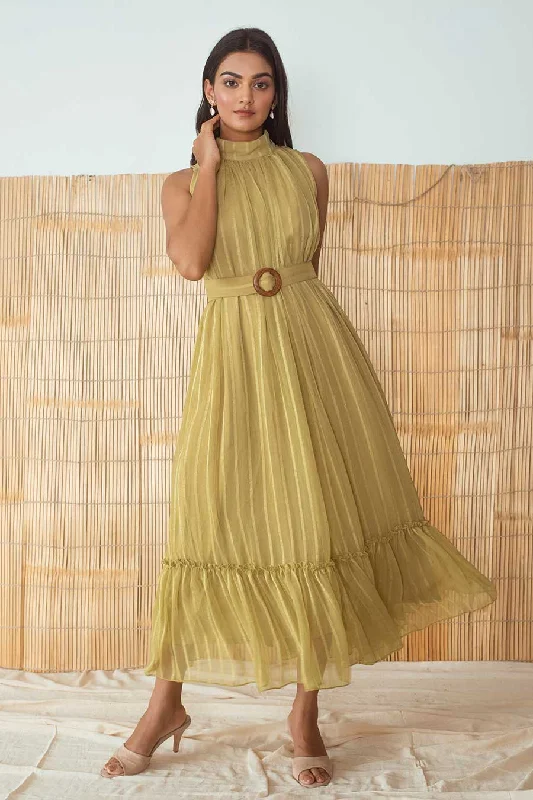 Don't Wait – Weekend Prices Won't Last Lime Green A-Line High Neck Dress