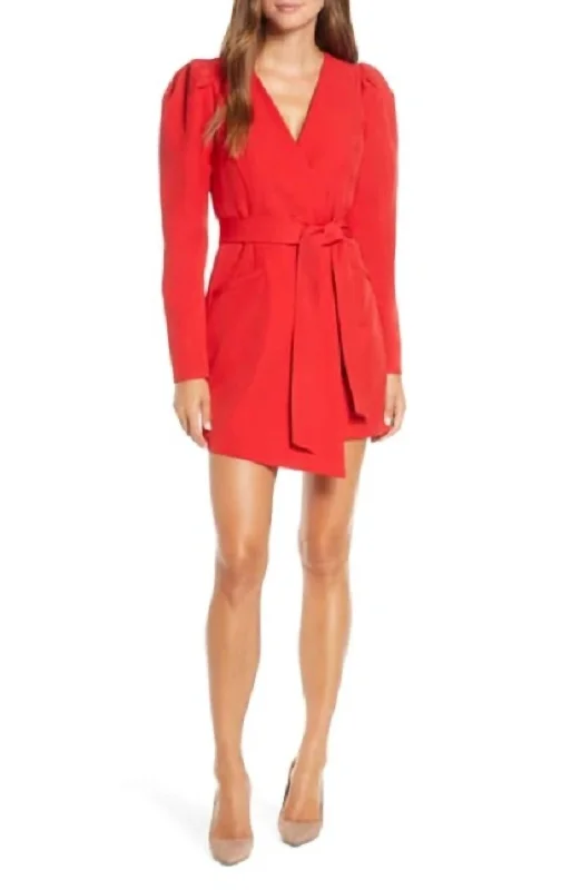 Affordable Luxury, Only For A Short Time Wrap Blazer Dress In Red