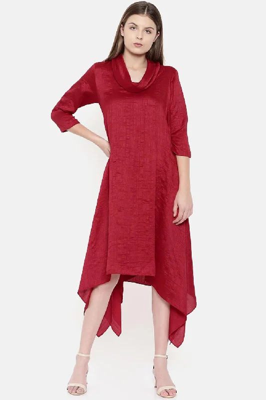 Classic Fashion, Modern Discounts Red Cowl Neck Dress