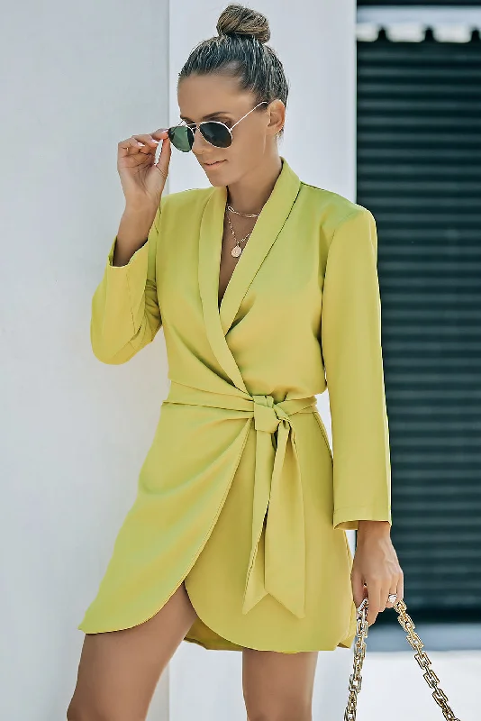 Lowest Prices This Weekend – Don't Miss Out Belted Shawl Collar Blazer Dress
