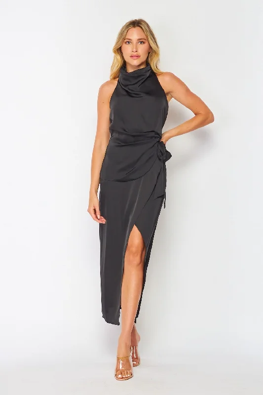 Elegant Designs At Reduced Prices Hackett Black Cowl Neck Dress