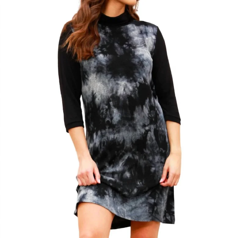 Special Savings Event Happening Now Marble Wash Turtleneck Dress In Carbon