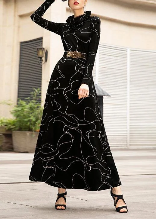Shop Now And Enjoy Exclusive Savings French black cotton tunic top wild Plus Size high neck Dresses Shop Now And Enjoy Exclusive Savings French black cotton tunic top wild Plus Size high neck Dresses