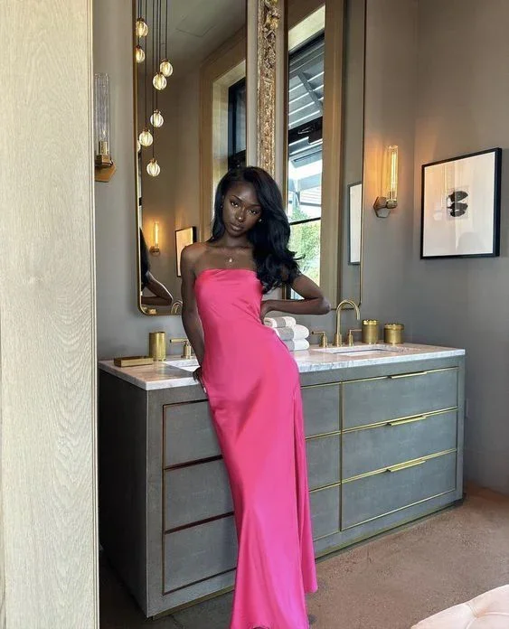 Special Promotions Available For A Short Time Mermaid Strapless Pink Slit Birthday Dress