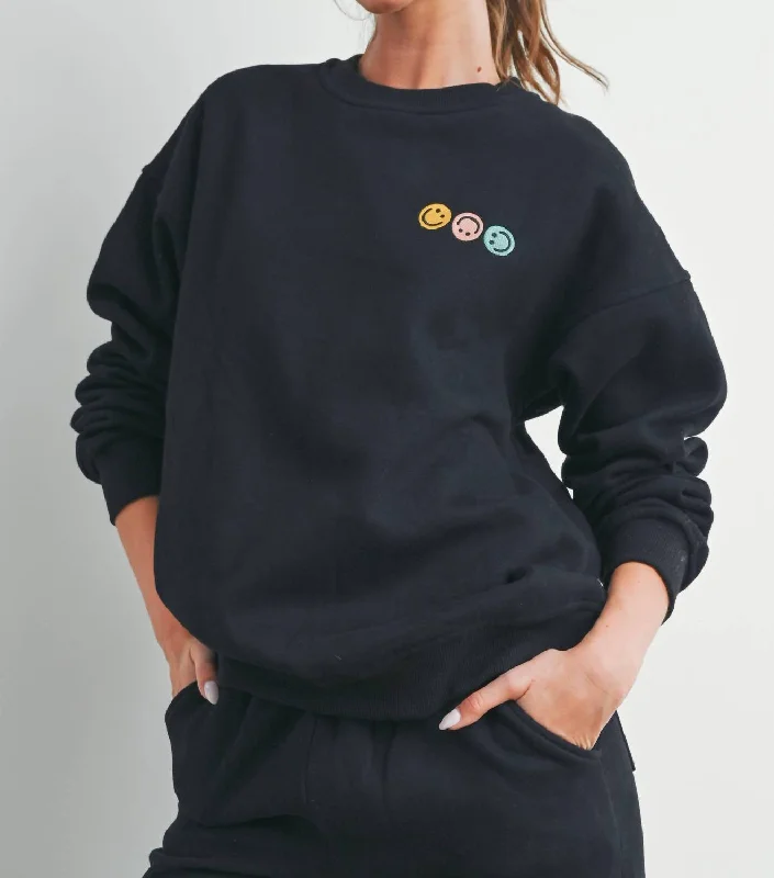 French Terry Fleece Sweatshirt In Black