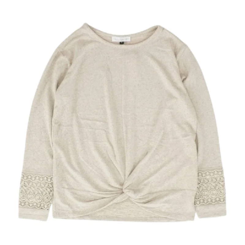 Beige Solid Knit Top