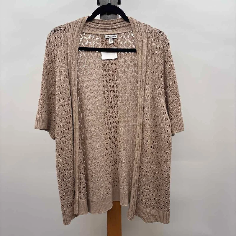 Croft & Barrow Women's Size 1X Brown Open Weave Cardigan