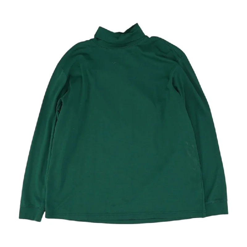 Green Solid Turtleneck Knit Top