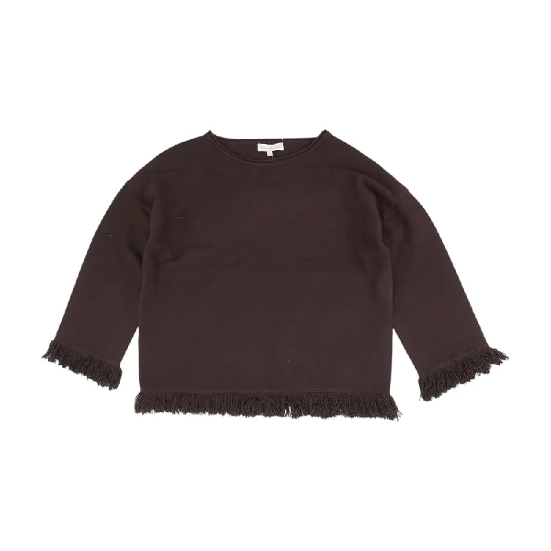 Brown Solid Knit Top