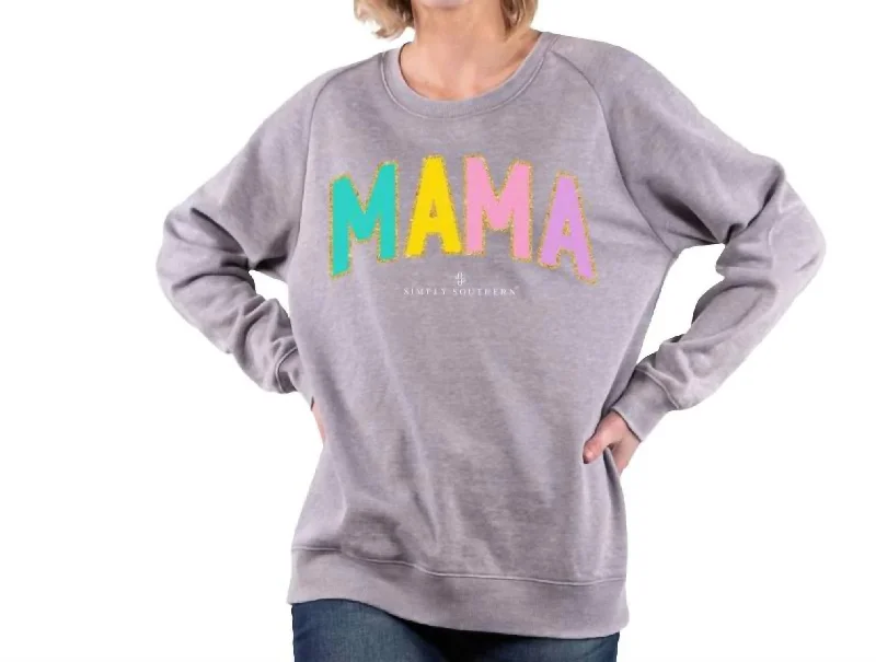 Varsity Patch Crew Sweatshirts In Mama