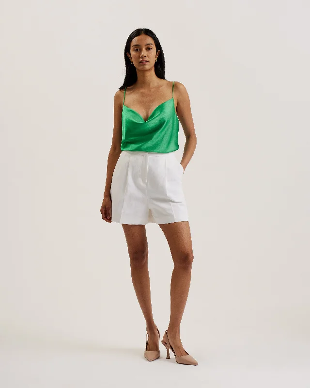 Kiti Satin Cowl Neck Cami Top Green