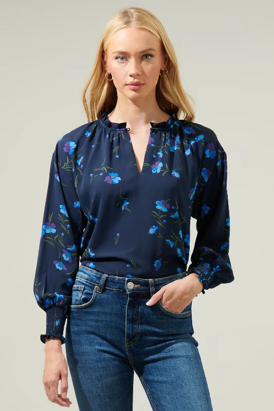 Torun Floral Split Neck Blouse