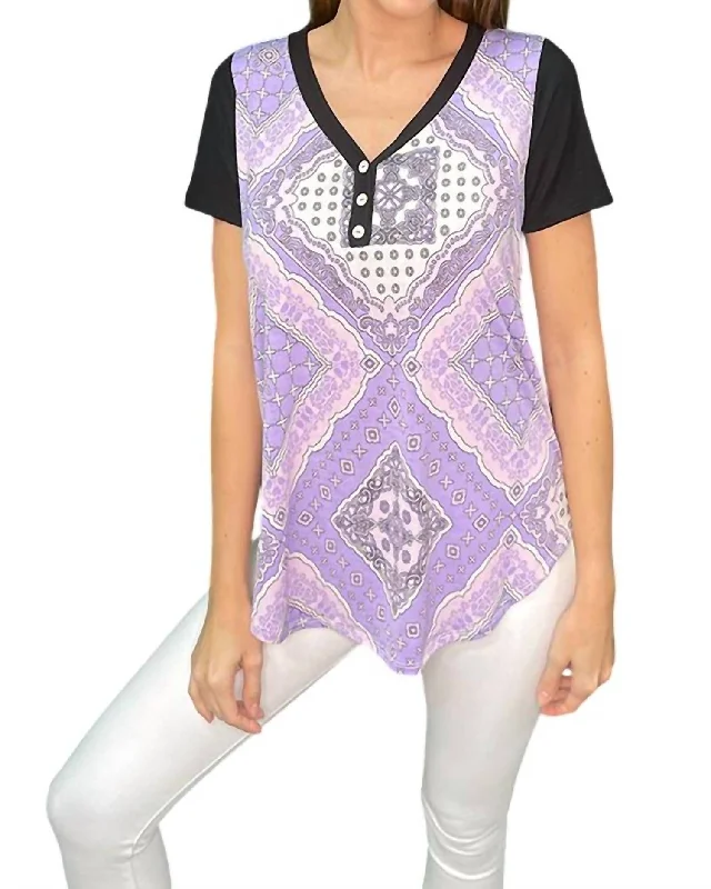 Bandana Print Top In Lavender