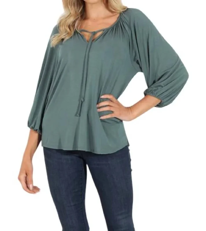 Cupro Stretch Split Neck Top In Balsam