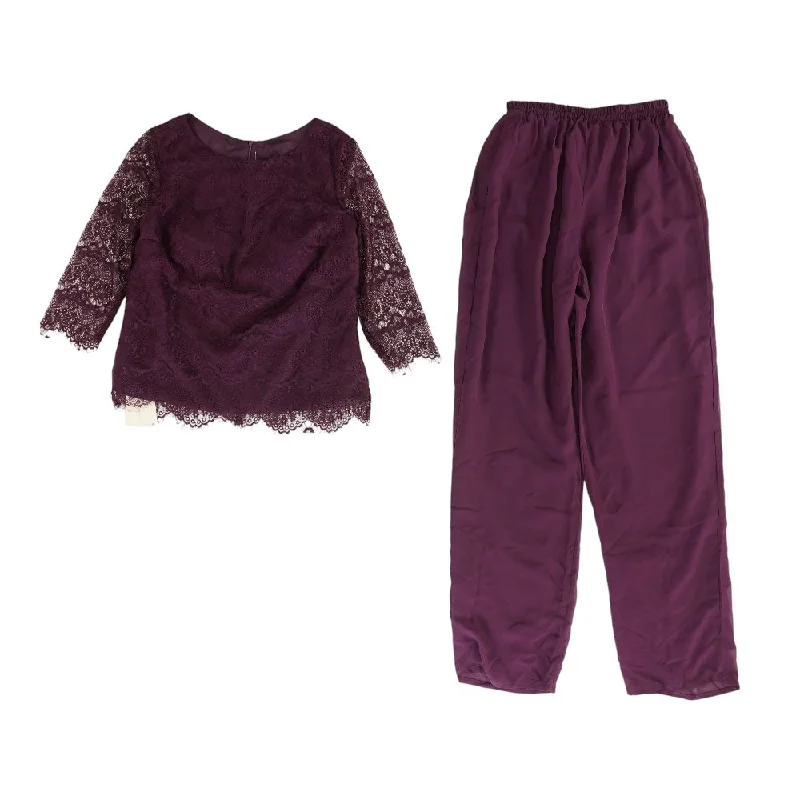 Burgundy Solid Knit Top and Pant Set