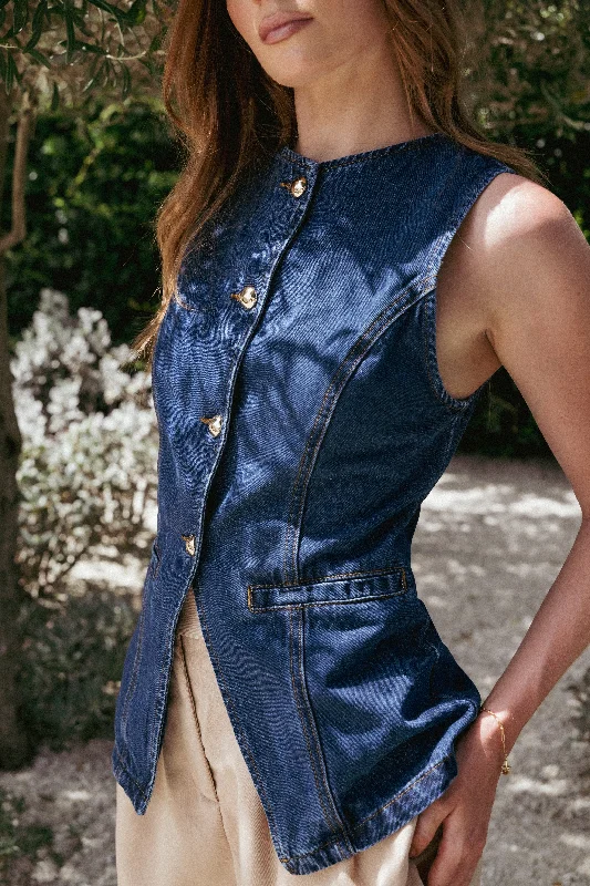 Nessa Denim Vest - Blue