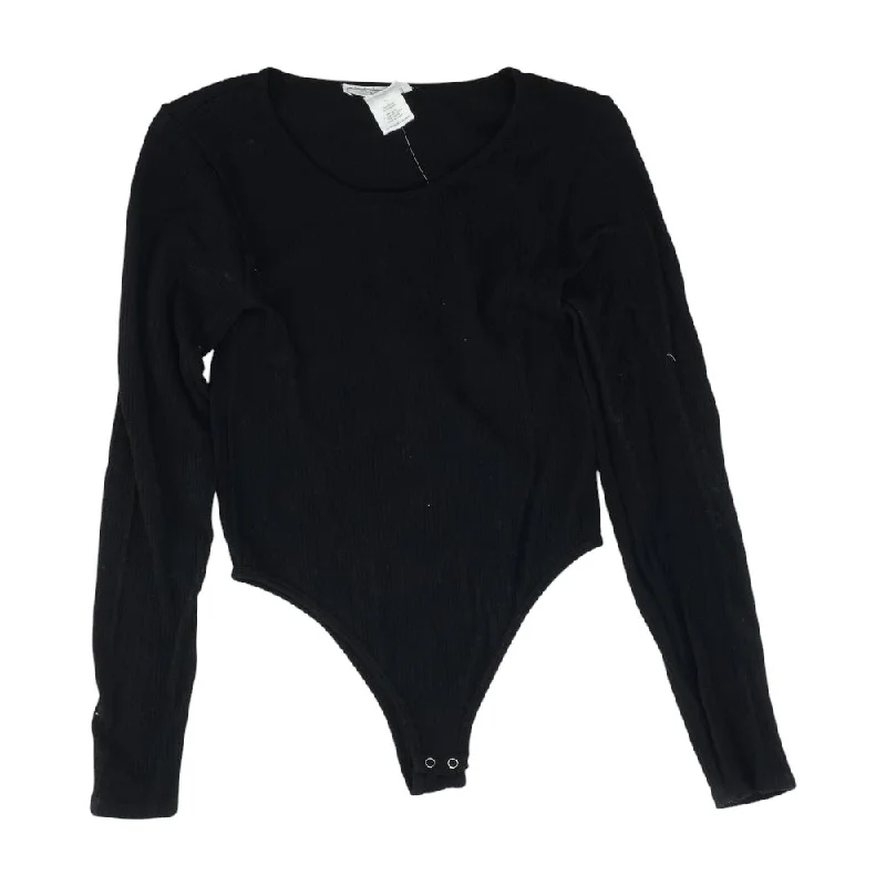 Black Solid Bodysuit Knit Top