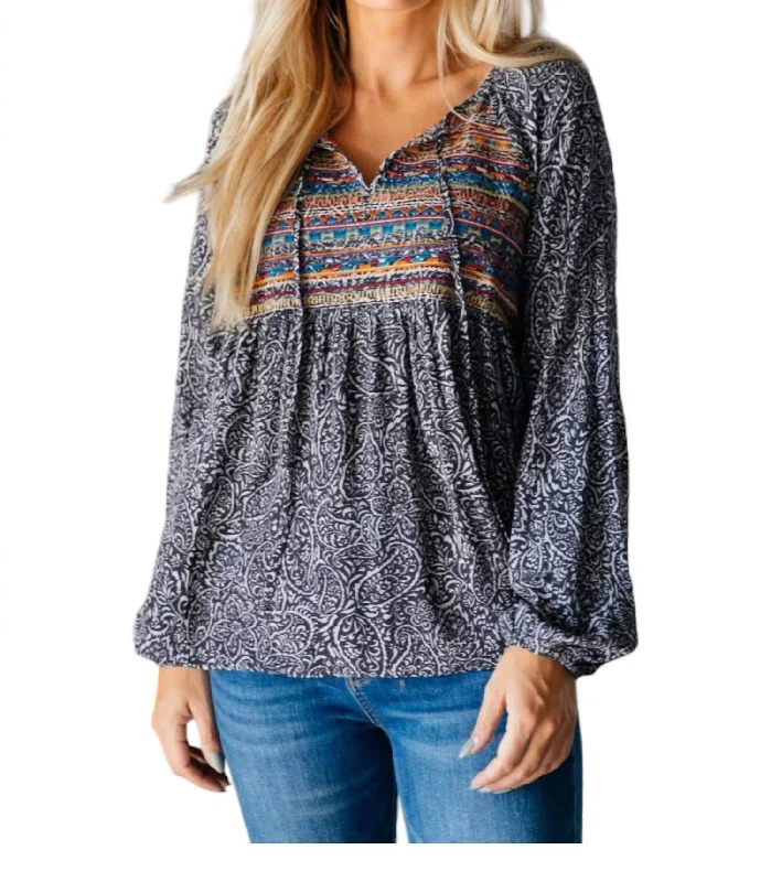 Boho Tunic Long Sleeve In Black