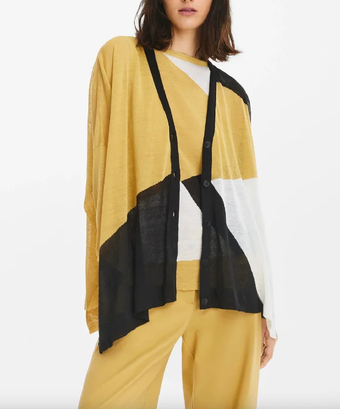 Patchwork Cardigan - Mustard