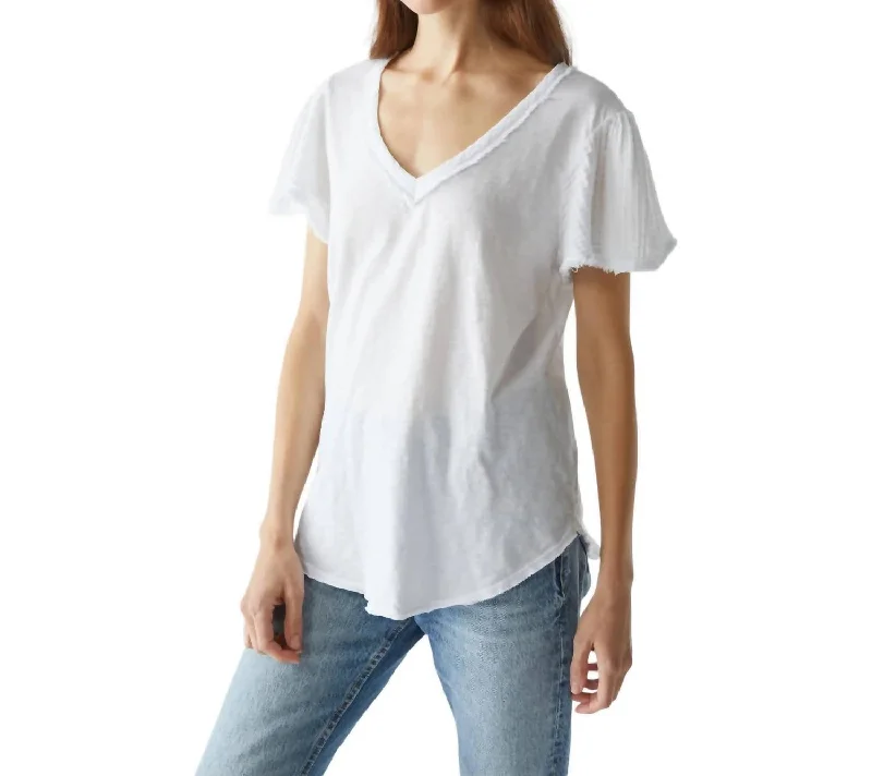 Tate Short Sleeve Gauze Tee In White