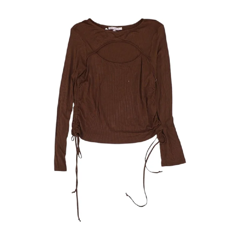 Brown Solid Knit Top