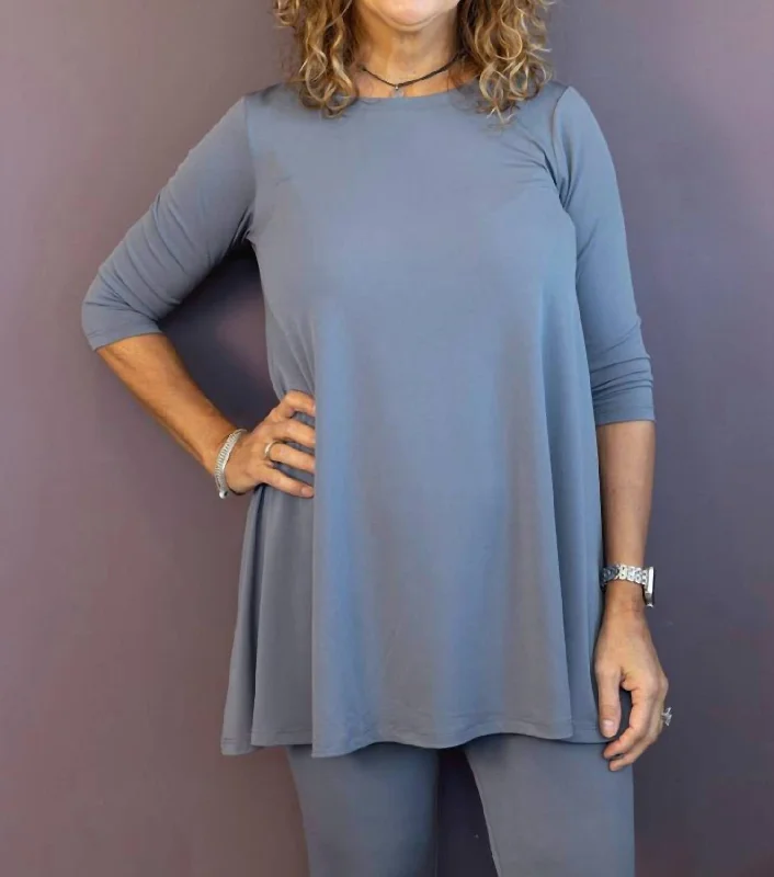 Basics 3/4 Sleeve Tunic In Grey