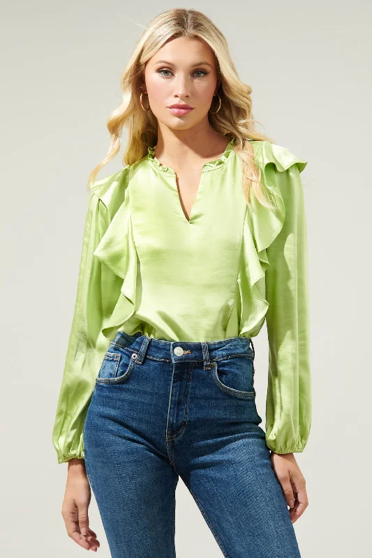 Love Story Ruffle Satin Blouse