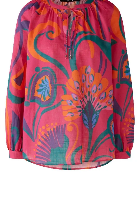 Women's Floral Print Tunic In Pink Orange