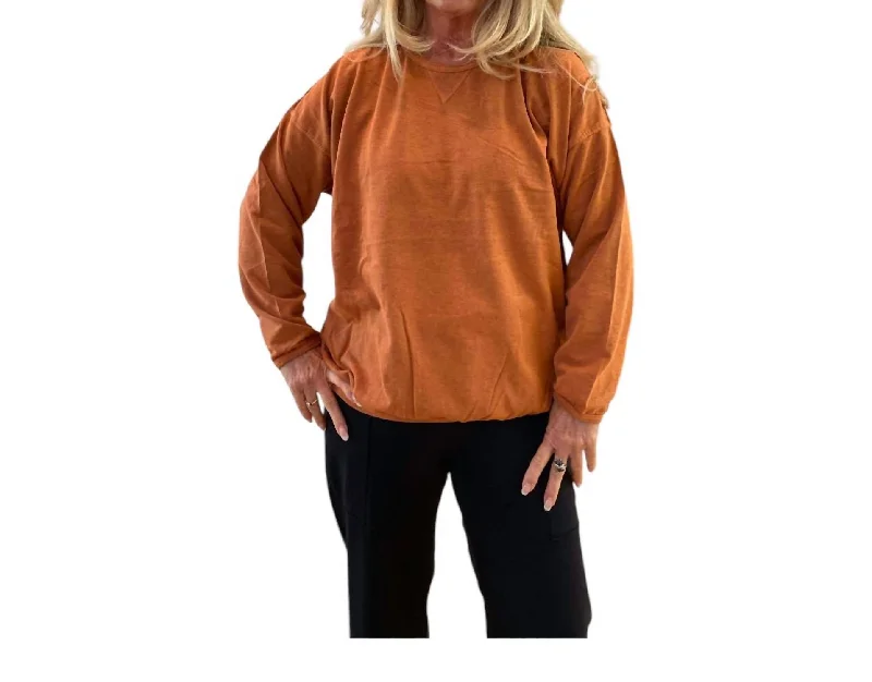 Stretch Terry Sweatshirt In Rust