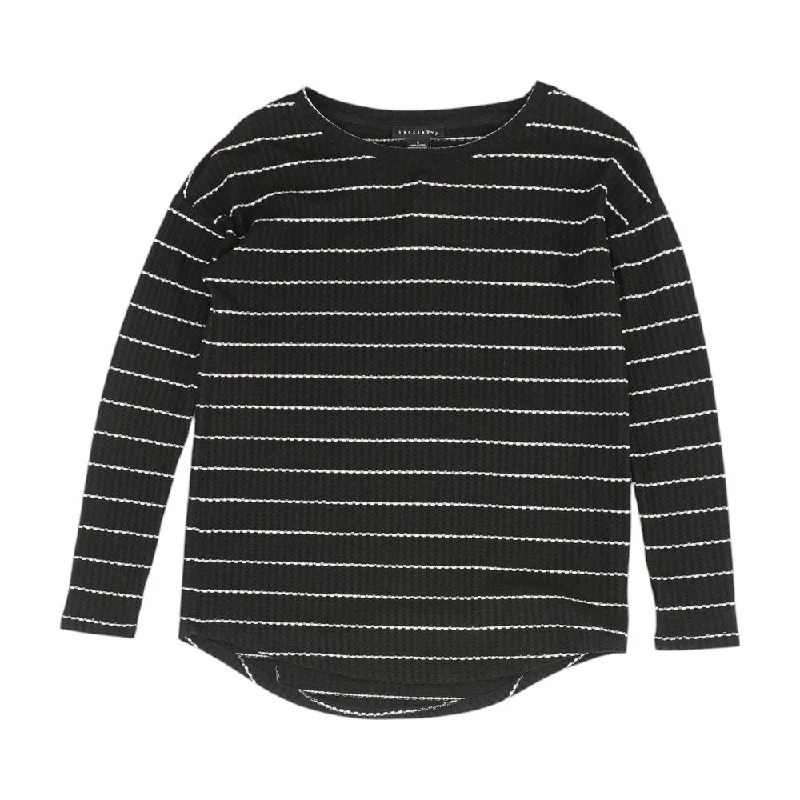 Black Striped Crewneck Knit Top