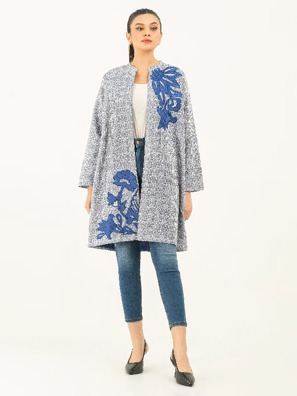 Jacquard Cardigan-Embroidered (Pret)