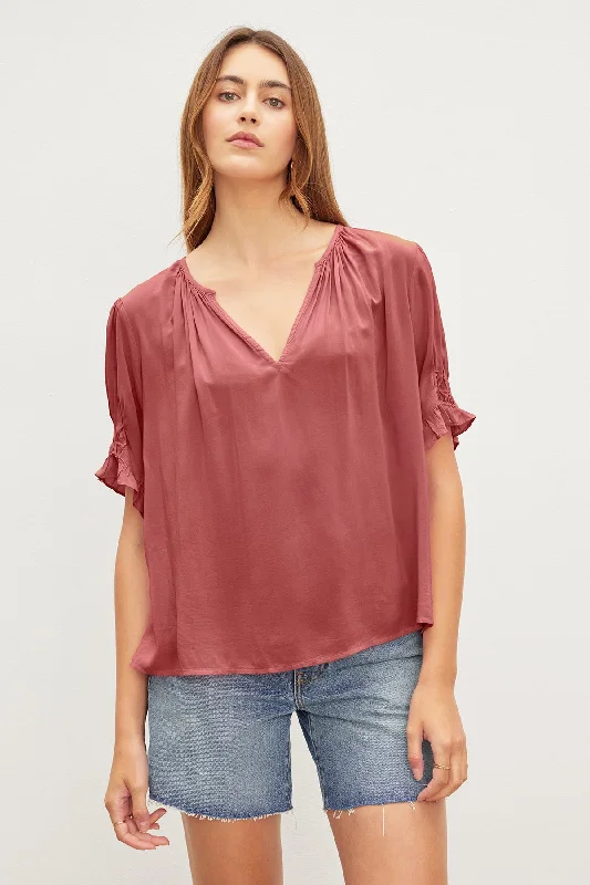 CALISSA SPLIT NECK BLOUSE