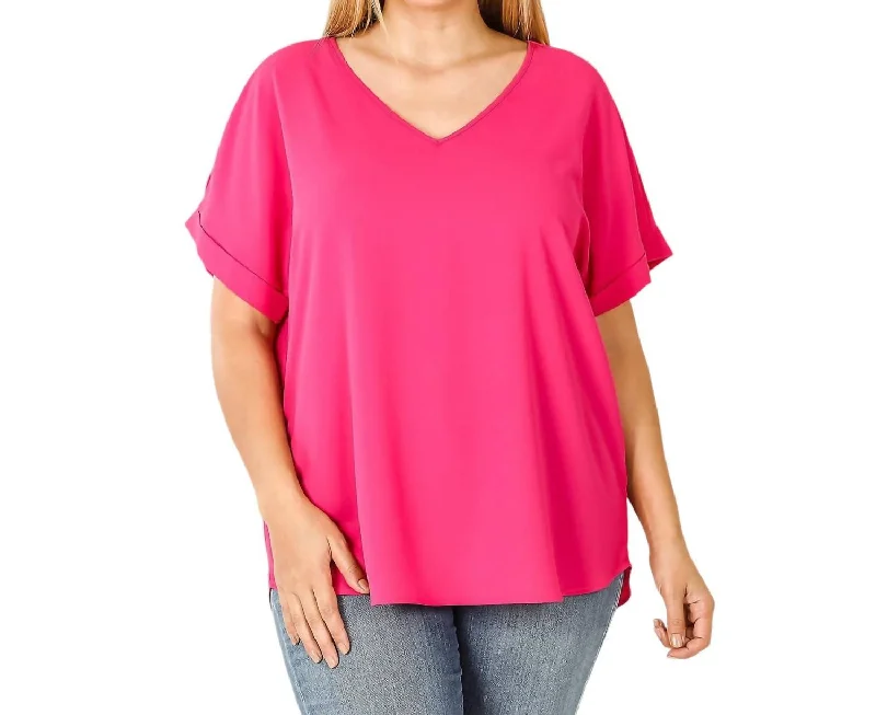 V-Neck Short Sleeve In Pink