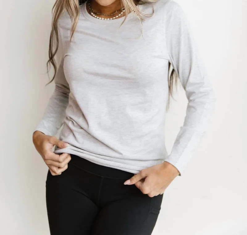 Lulu Long Sleeve Crew Neck Top In Heather Grey