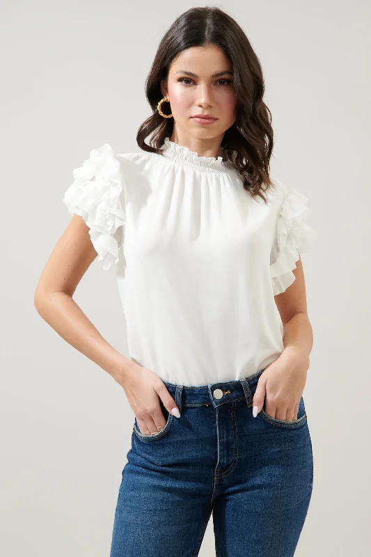 Brenna Mock Neck Ruffle Blouse