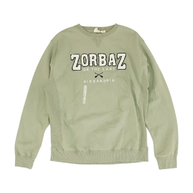 Green Embroidery DetailCrewneck Knit Top