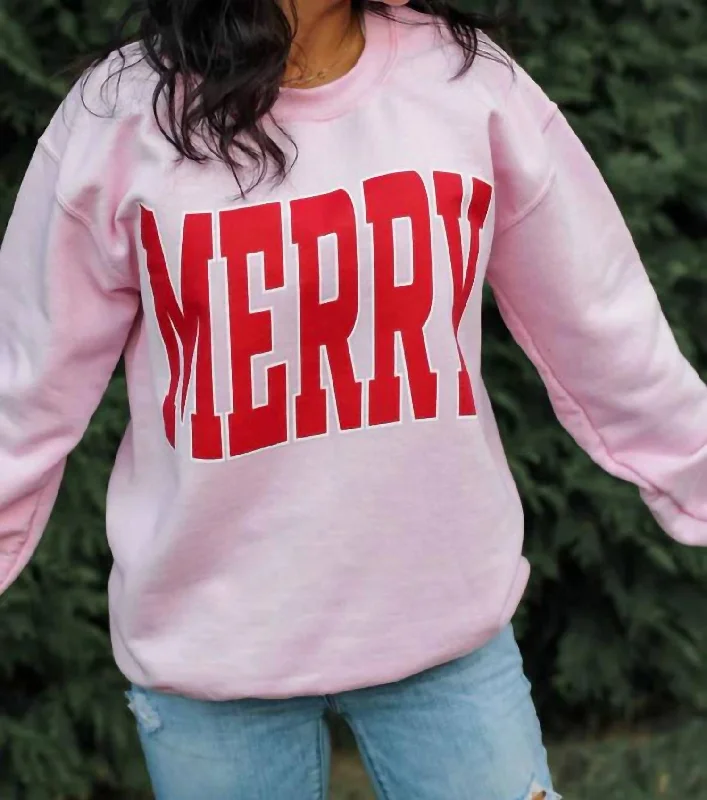 Very Merry Sweatshirt In Pink