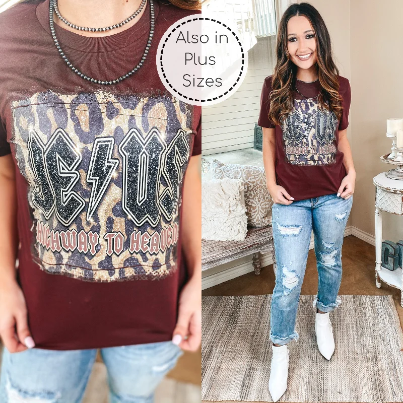 Last Chance Size Small | Jesus Is The Highway To Heaven Short Sleeve Graphic Tee in Maroon