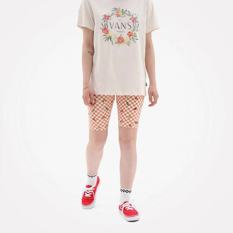 Flying V Print Legging Shorts In Sun Baked / Marshmallow