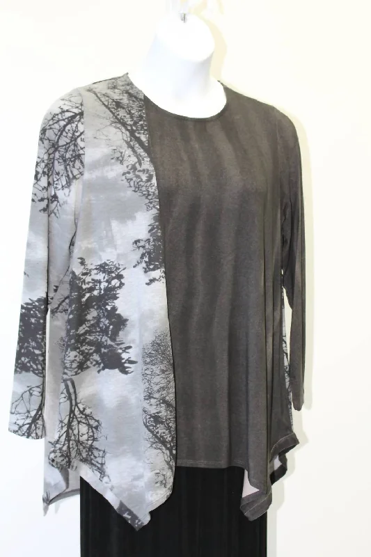 Forest Print Top In Grey