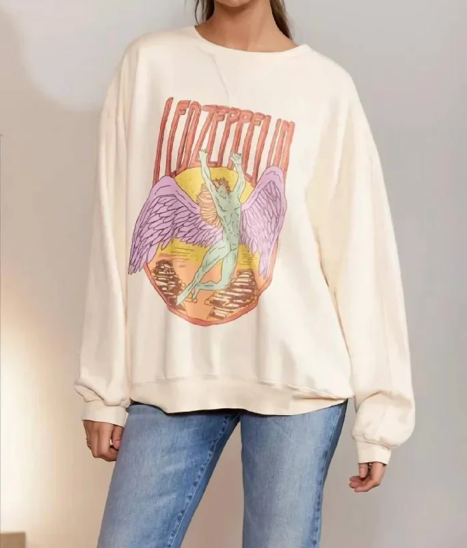 Led Zeppelin Sage Swan Sweatshirt In Cream