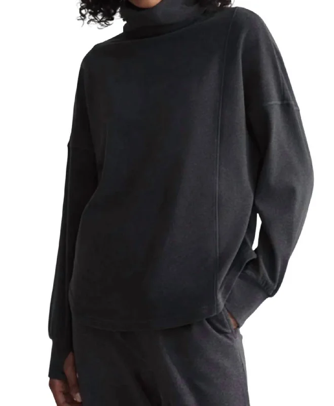 Rainer Roll Neck Midlayer Sweatshirt In Black Marl