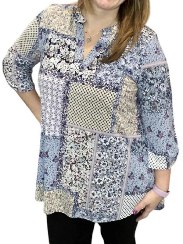 Plaid Gabby Tunic Top In Blue Multi