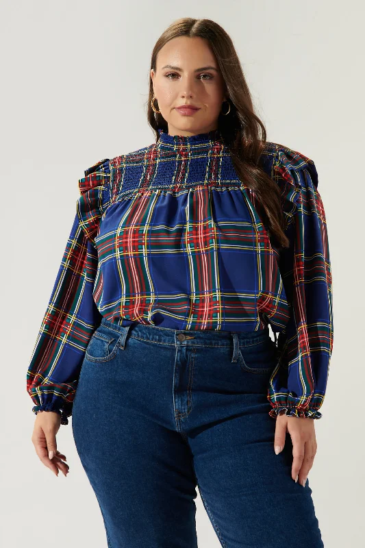 Lakeview Plaid Naomi Mock Neck Blouse Curve