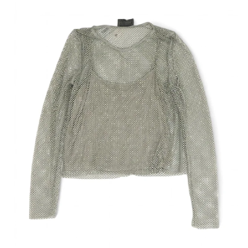 Gray Solid Crewneck Knit Top